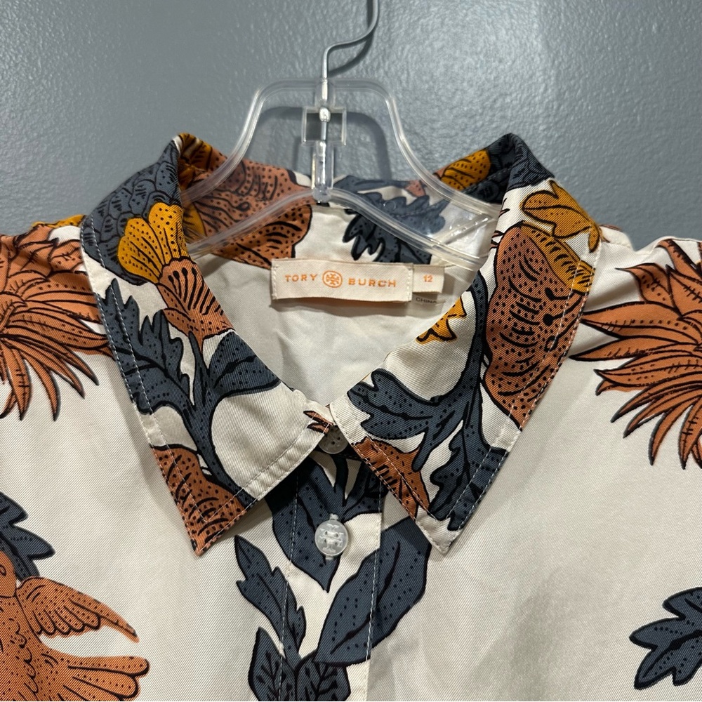 Tory Burch Silk Button Down Orange Wonderland Vin… - image 5